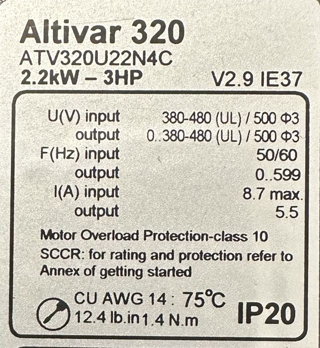Falownik schneider altivar 320 2.2kW