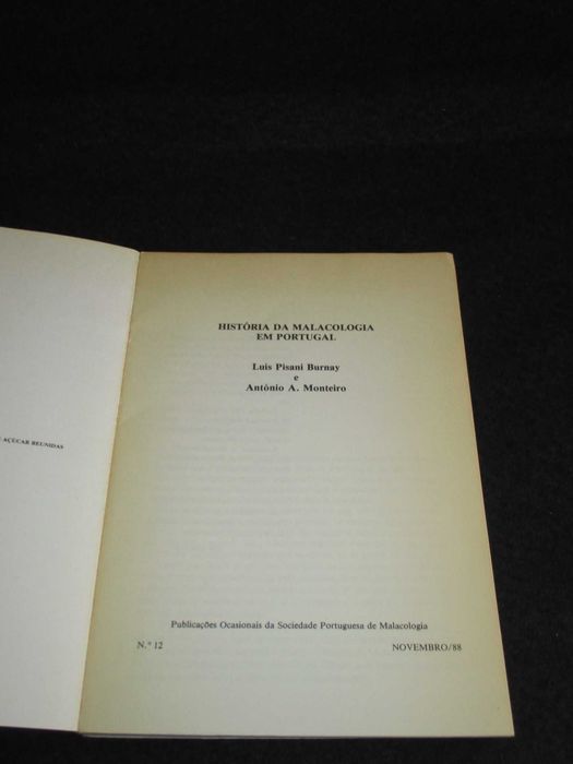 Livro História da Malacologia em Portugal Burnay Monteiro