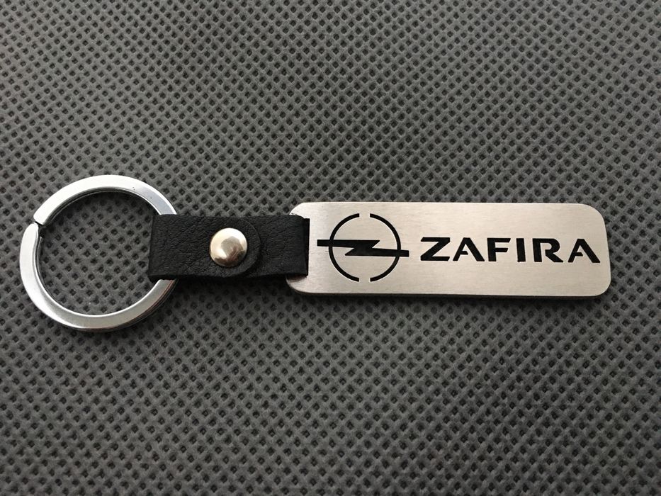 Брелок для авто моделі Opel Zafira із нержавіючої сталі та шкіри