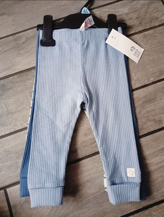 3 pary legginsów, 3 pary spodni, spodnie niemowlęce, 6-9 m-cy
