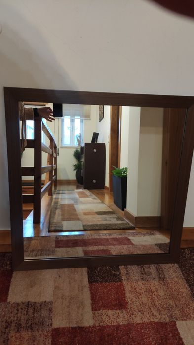 Espelho Madeira Novo  80X80 Cm