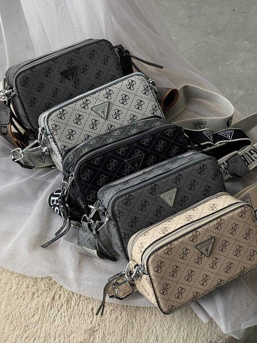 Сумка Guess світло-сірий/чорний/бежевий – елегантна жіноча сумка