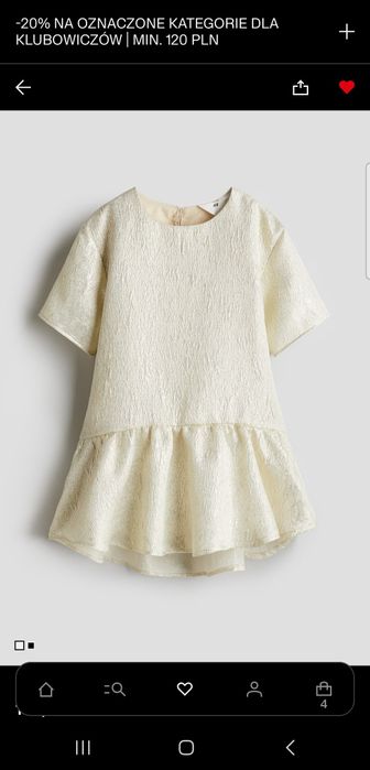 Sukienka z żakardowej tkaniny h&m na okazję lub do szkoły 140