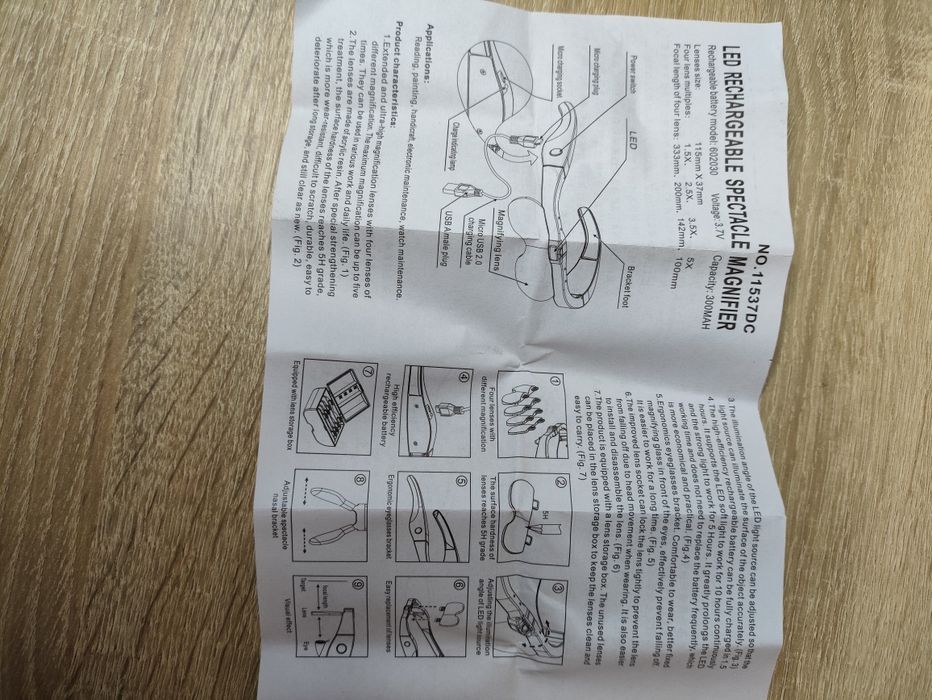 Окуляри-лупа налобна з LED ліхтарем із вбудованим акумулятором