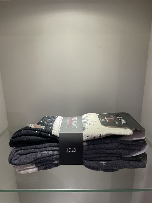 3 x pary skarpet Unisex, Świąteczne, grube, bawełna, rozmiar 39/42