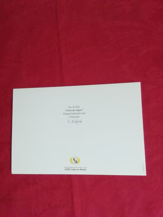 Postal de natal, pintado com a boca