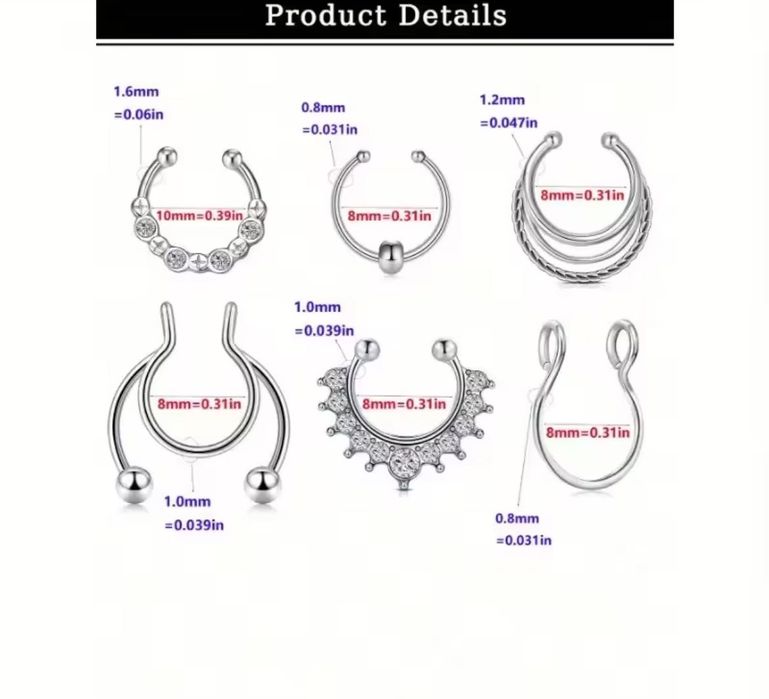 6 Piercings para septo (nariz) *novos*