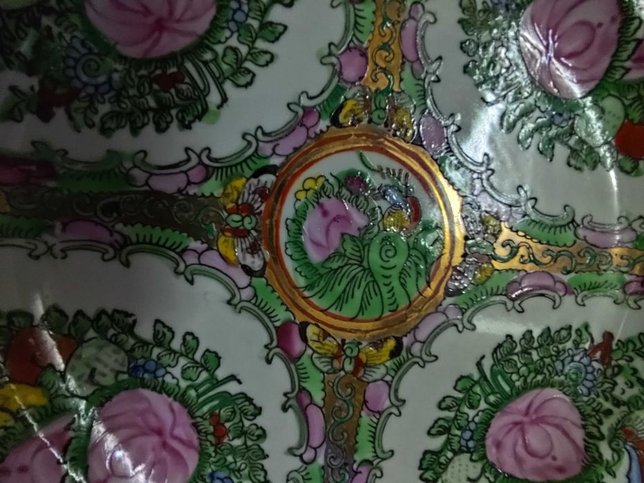 2 Prato Antigo Ceramica decorativo chinês 27 cm