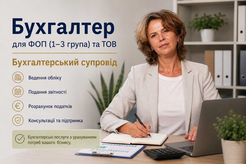 Бухгалтер для ФОП (1–3 група) та ТОВ | Бухгалтерський супровід