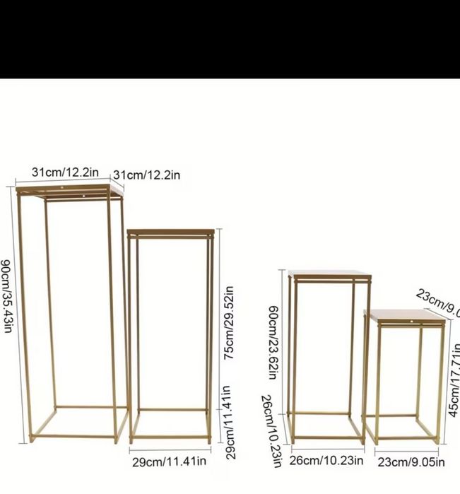 Aluguer de conjunto 4 suportes para mesa de bolo