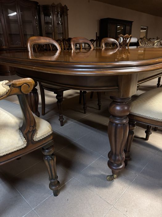 Angielski Zestaw Komplet Rozkładany Stół 8 Krzeseł 12 osób meble styl