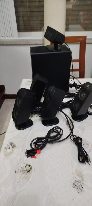 Logitech X‑530 5.1 Surround – Subwoofer + 5 Colunas – Excelente Estado