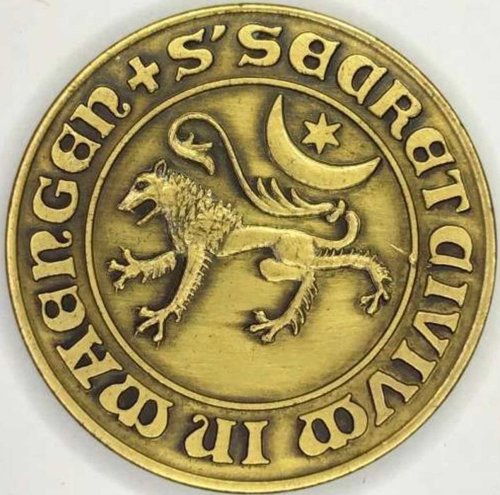 Medalha Comemorativa da Alemanha - 700 Anos da Cidade de Mengen 1276-1976 - Bronze/Latão