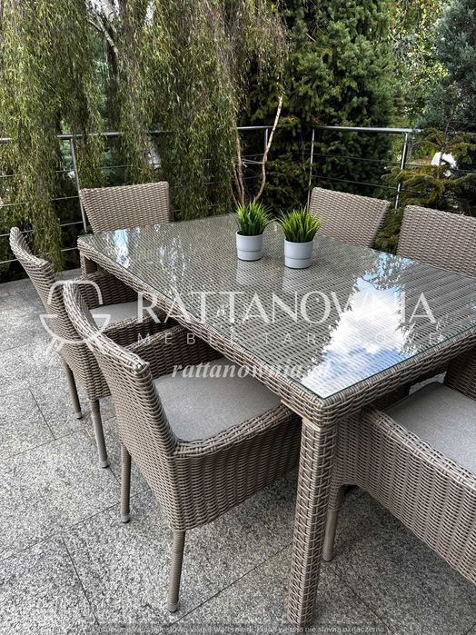 OUTLET! Zestaw Ogrodowy Jadalniany Technorattanowy 6-Osobowy Beżowy