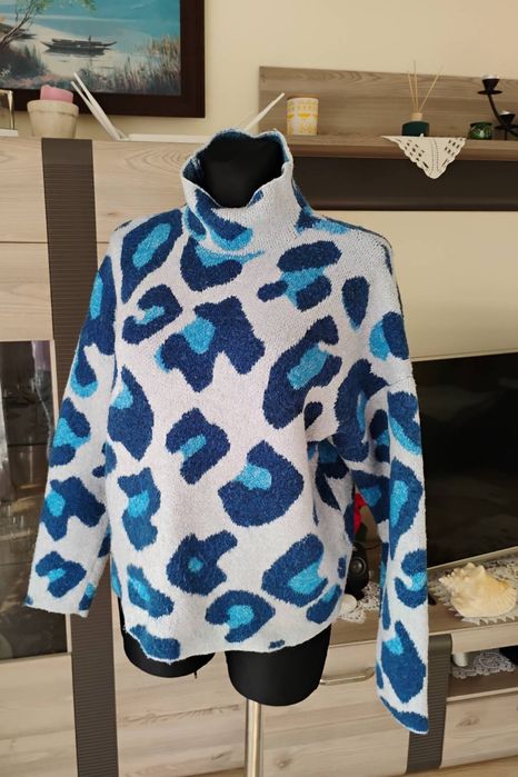 Golf sweter wielobarwny niebieski w cętki Zara r. 38 40