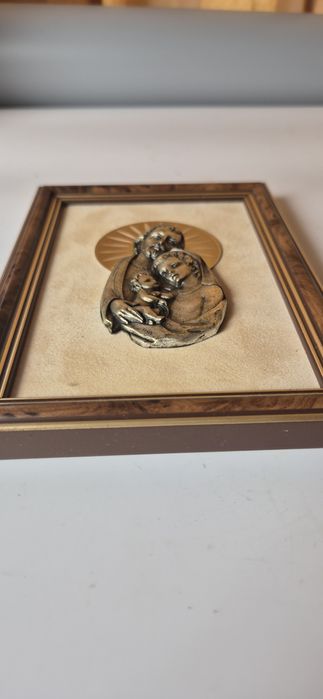 Stary obrazek Święta Rodzina relief T15