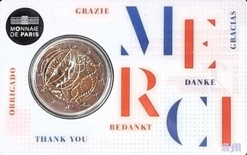 França 2€ Moeda Merci em coincard BU