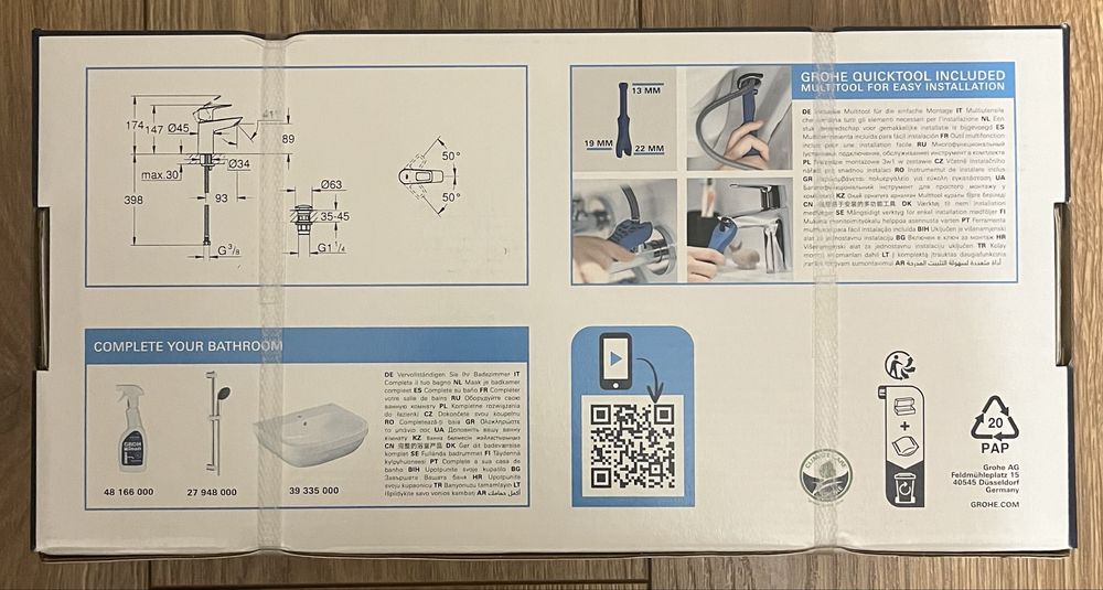 Grohe Bateria umywalkowa Start Quickfix S klik-klak chrom