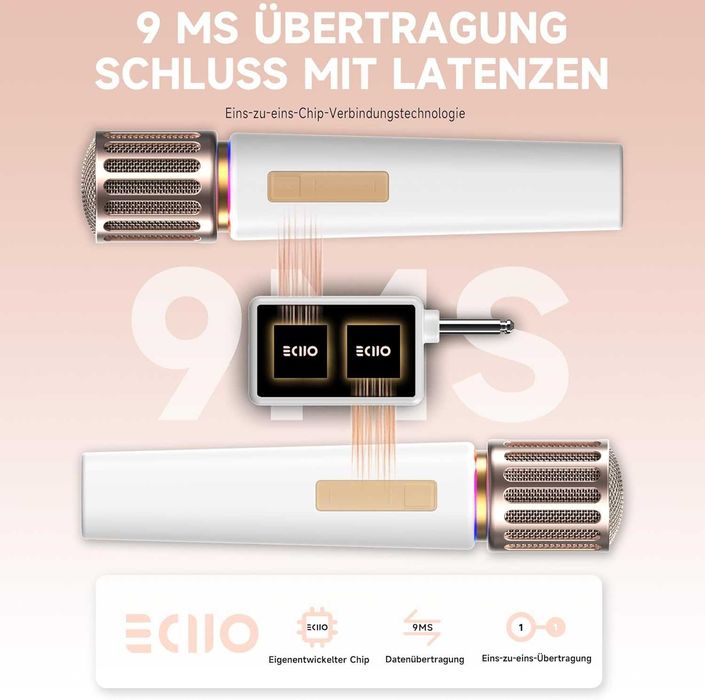 Mikrofon bezprzewodowy ładowany 60m Karaoke mini jack 2szt