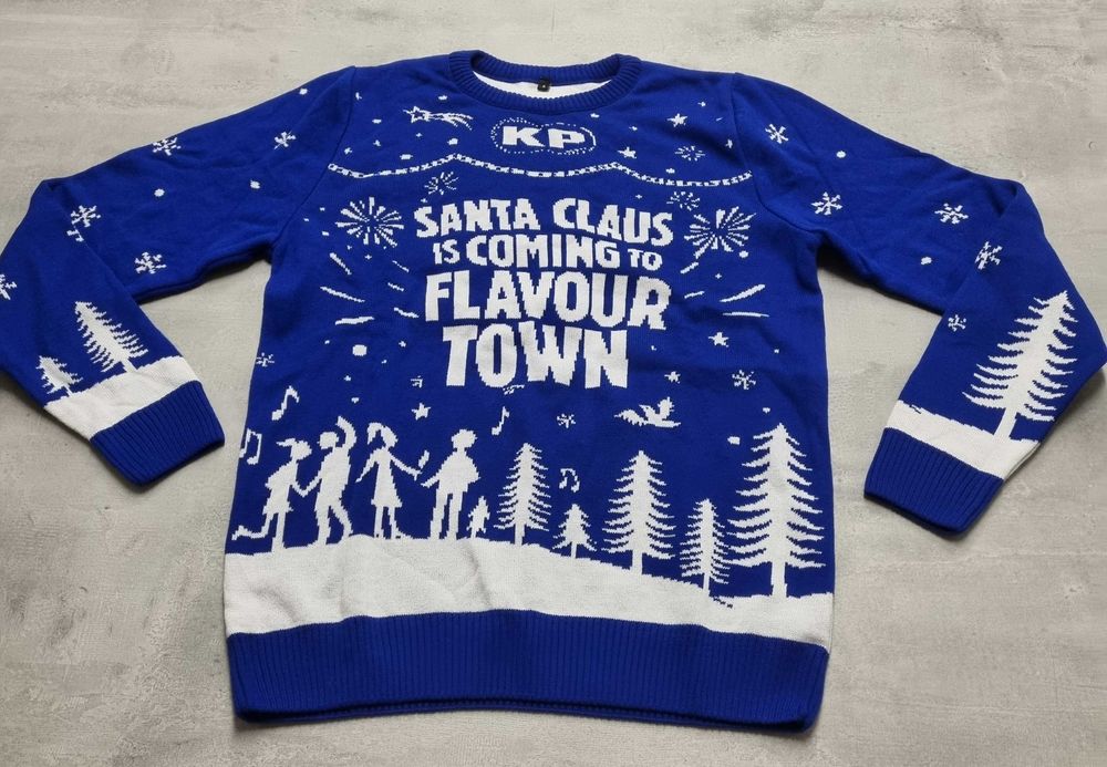 Sweter S na święta świąteczny zimowy niebieski męski