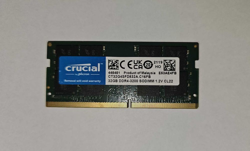 Memória RAM SODIMM 32Gb DDR4 Crucial 3200MHz para Portátil