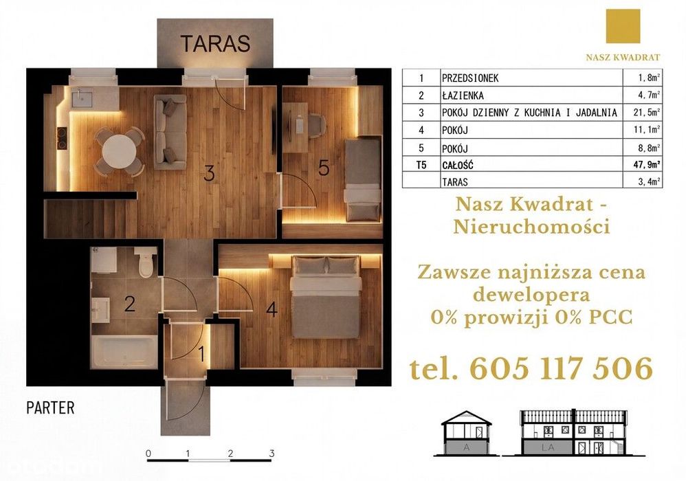 Nowy energooszczędny apartament z ogrodem. 0% pro.