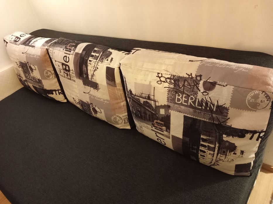 Łóżko rozkładane narożne biało czarne