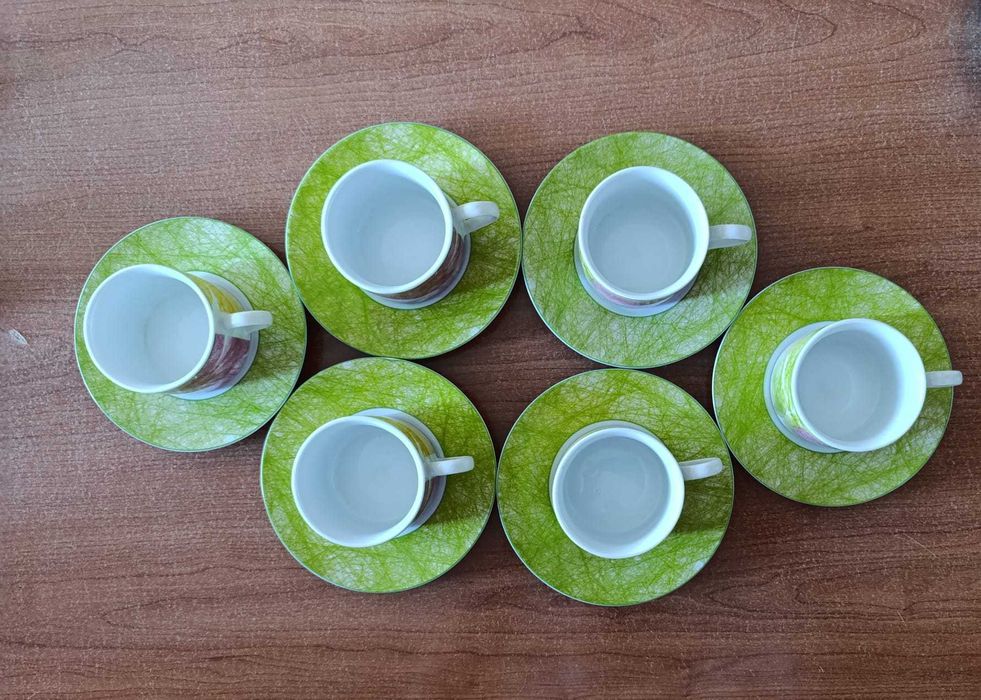 Conjunto de 6 chávenas com pires – Estilo floral colorido