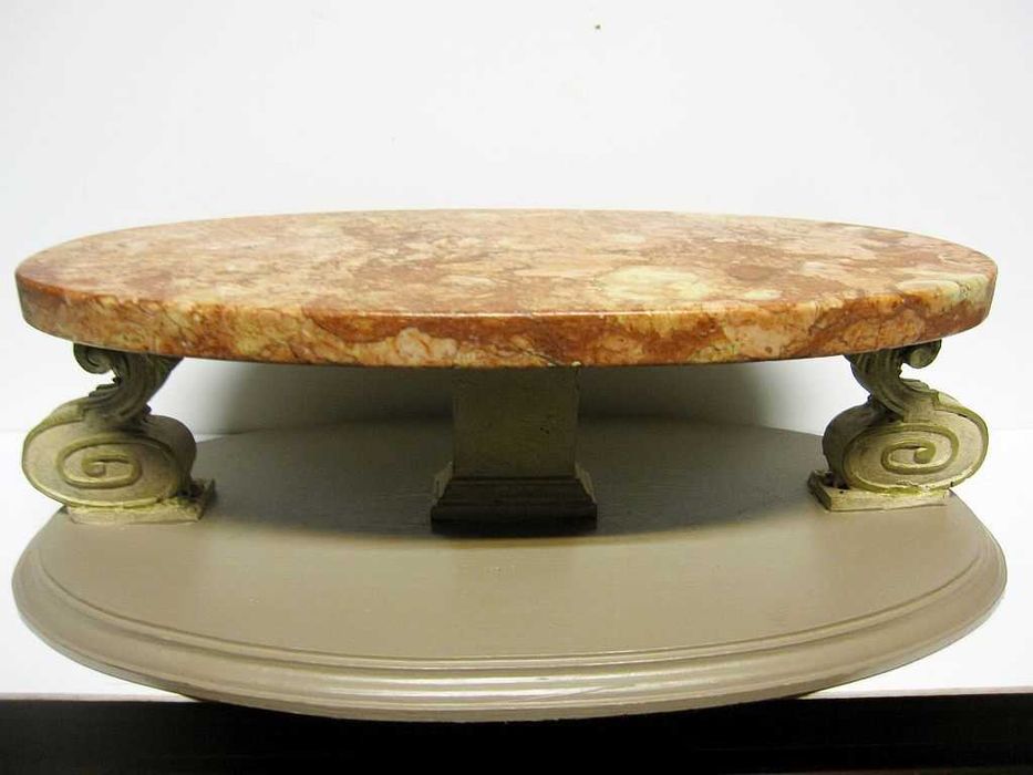 antigo pedestal - base - suporte em madeira e mármore