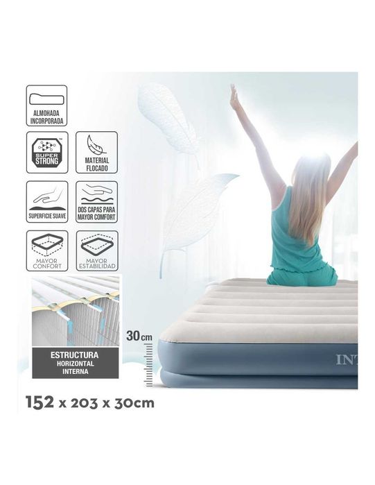 Colchão Insuflável INTEX Queen Mid-Rise Pillow Rest