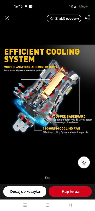 H7 żarówki samochodowe LED 2 szt. Canbus LED Auxito 2200 lumenów.