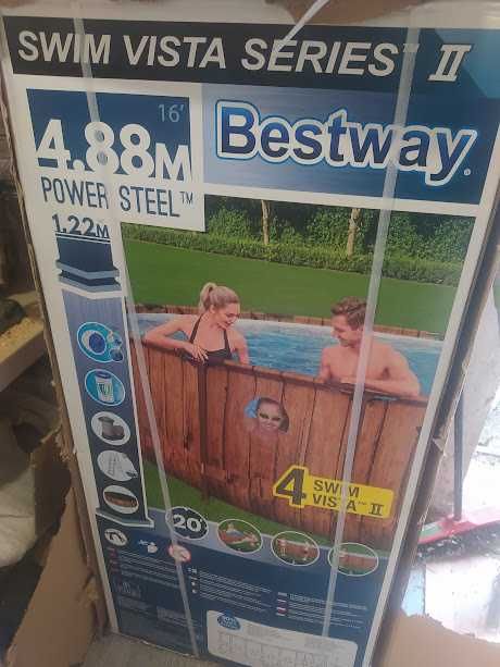 Basen stelażowy 488x122 cm Bestway Swim Vista Series II zestaw 12w1