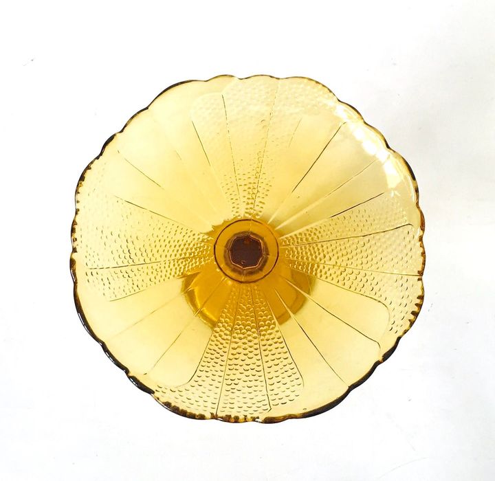 Patera owocarka na nodze miodowa bursztynowa Ząbkowice? art deco