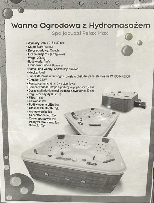 Jacuzzi wanna ogrodowa z hydromasażem