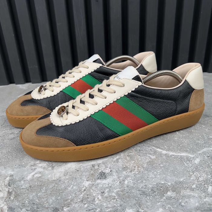 Gucci G74 Web Sneakers Black Leather Чоловічі кросівки кеди шкіра оригінал 42.5 EUR