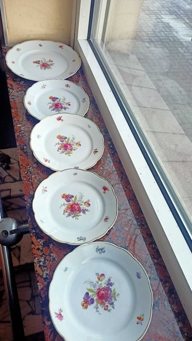 Komplet duży talerz + 4 talerzyki wzór 520 Ćmielów lata 30-te