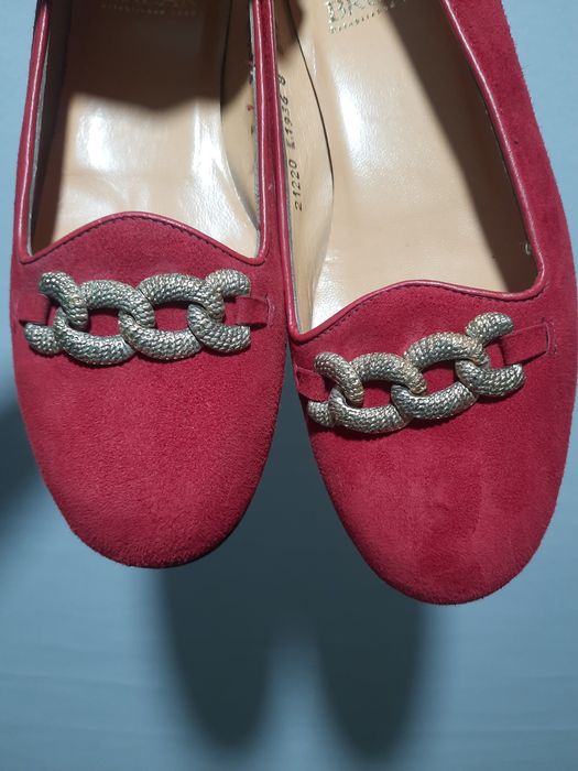 Червоні лофери з натуральної замші 8/ 41 великий розмір