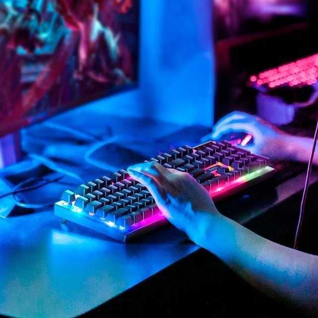 Механічна клавіатура ігрова з підсвіткою Hoco, безшумна миша комп'ютерна, компактний набір для ноутбука, міні мишка дротова