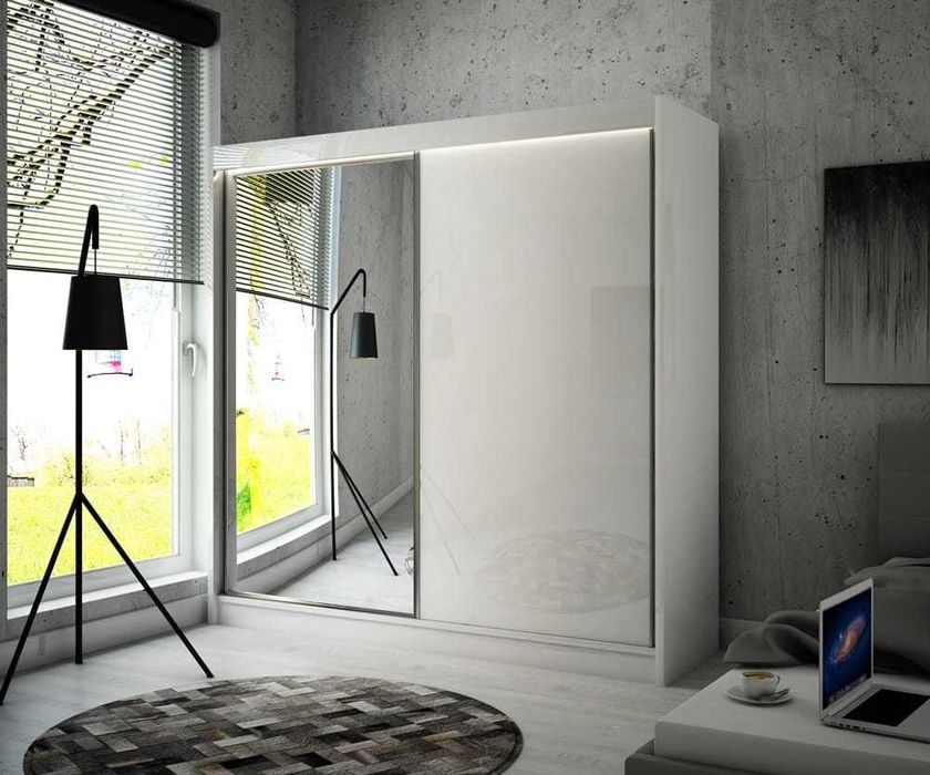 Szafa przesuwna w połysku z lustrem 200 cm szafa garderoba do pokoju