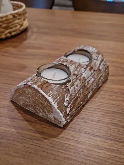 Porta-velas efeito tronco