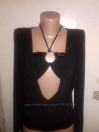 Эффектная черная сексуальная блуза с паетками пайетками паедками 2 в 1