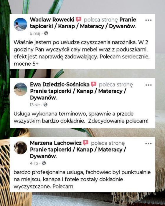 Pranie kanap / narożników / tapicerki / usuwanie zapachu i plam