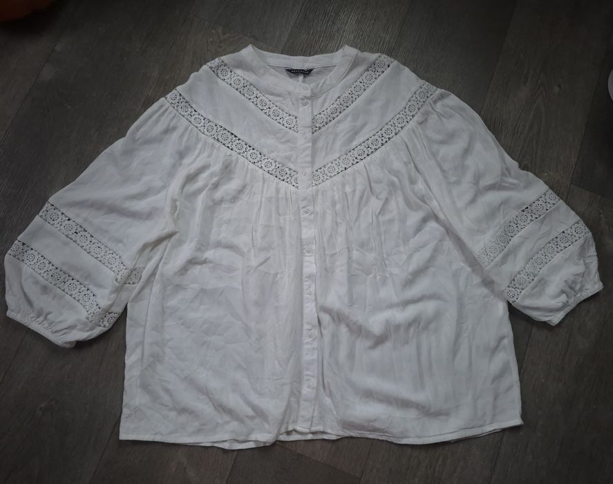 Біла сорочка, блуза з мереживом і широкими рукавами peacocks  2xl-3xl