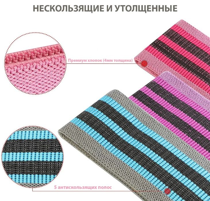 Фитнес резинки тканевые WCG Набор из 3х шт