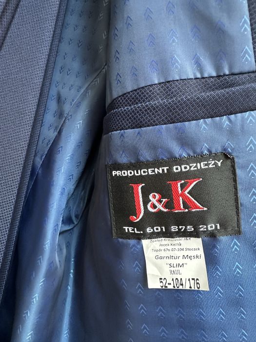 Garnitur męski granatowy L elegancki J&K slim Raul Polska wesele