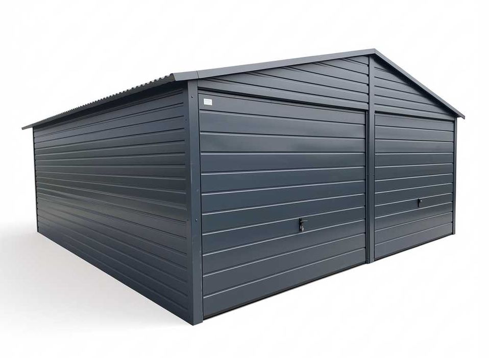 Garaż blaszany 6x5 m Premium Garaż Blaszak Konstrukcja wzmocniona i ocynkowana Garaż na wymiar 6x6 7x6 8x6 9x6 6x7 7x7 Garaże blaszane PRODUCENT