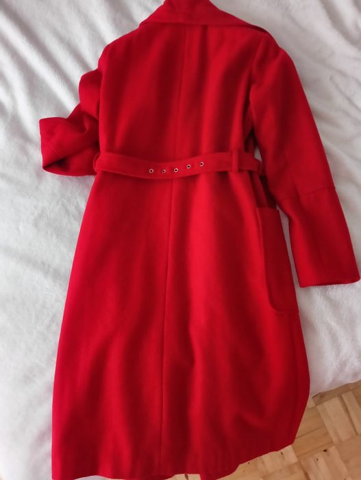 Zimowy płaszcz damski,,długi ciepły r M  38 Top Secret  czerwony