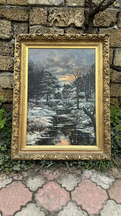 Картина в большой деревянной раме, старинная , тяжелые, из Франции