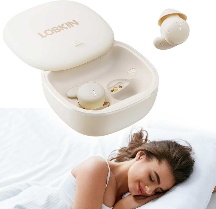LOBKIN Słuchawki do Spania Bluetooth 5.3 Mini IPX6 Douszne dla Śpiących na Boku 20H