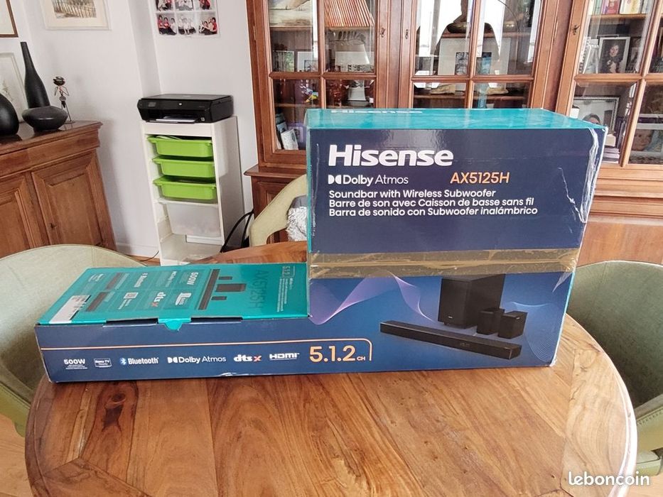 Hisense AX5125H Barra de Som 5.1.2 500W Dolby Atmos com Subwoofer Sem